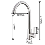 Смеситель для кухни, Frap, с кран-буксой, для одного типа воды, нерж, F41899-6