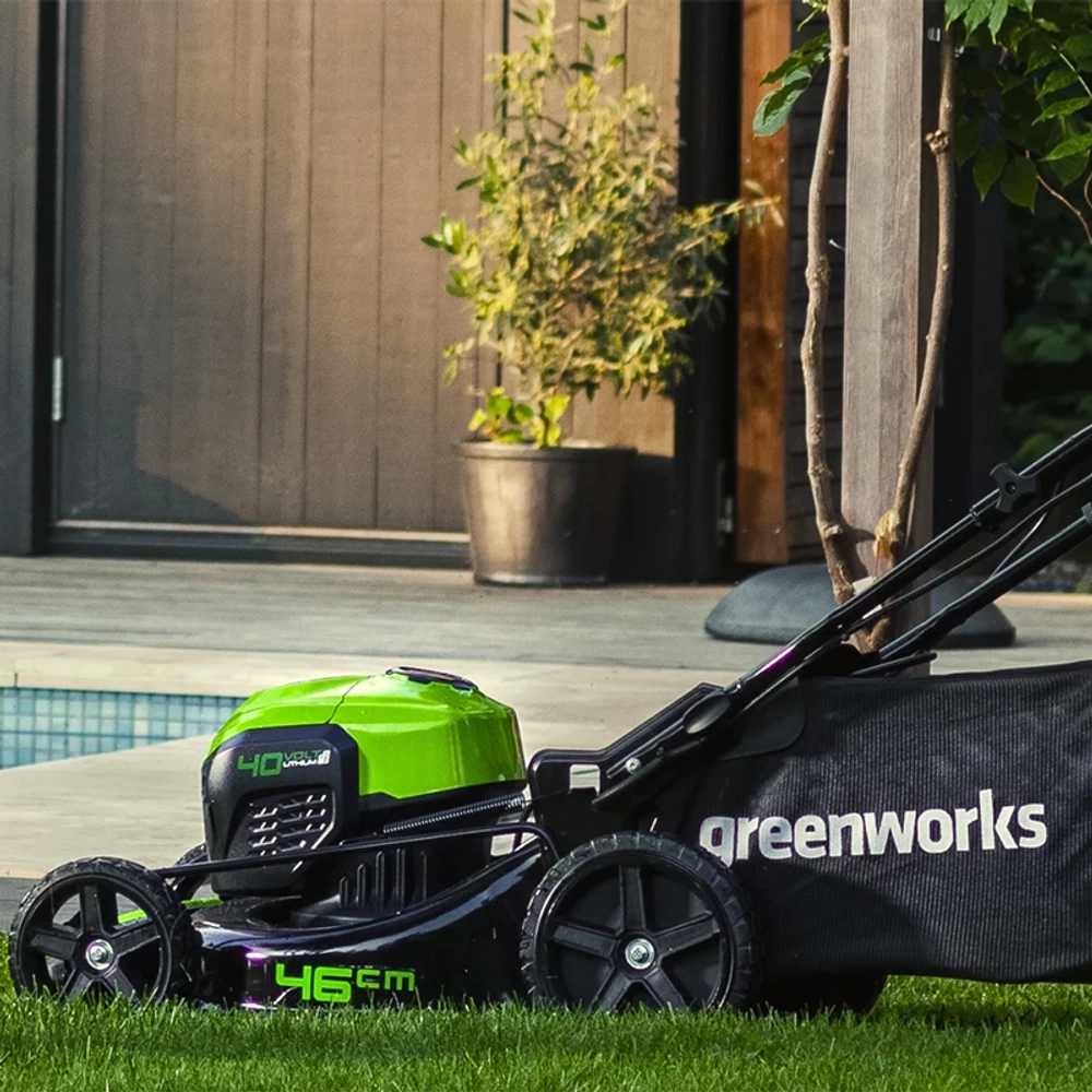 Газонокосилка аккумуляторная Greenworks GD40LM46SP 40В (1 x 8 Ач, ЗУ) нож 46 см, 2506807UH