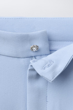 ZARA БРЮКИ С КОНТРАСТНОЙ ПУГОВИЦЕЙ, ГОЛУБОЙ