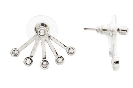 "Пурина" серьги в родиевом покрытии из коллекции "Триада"от Jenavi с замком пусеты