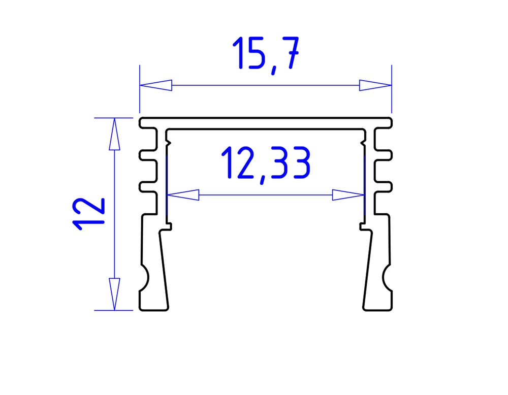 Ambrella Алюминиевый профиль накладной 18*4 для светодиодной ленты до 15мм Alum Profile GP1750BK