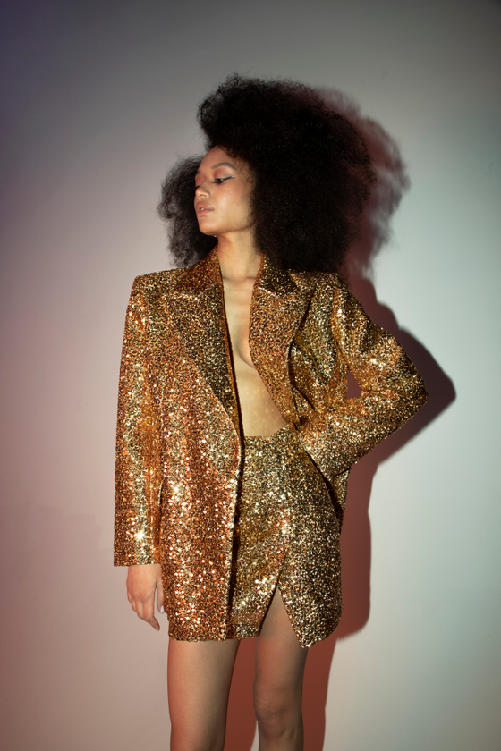 Юбка мини драпированная из пайеток