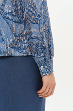 23398 Блузка женская (бежево-синий принт)