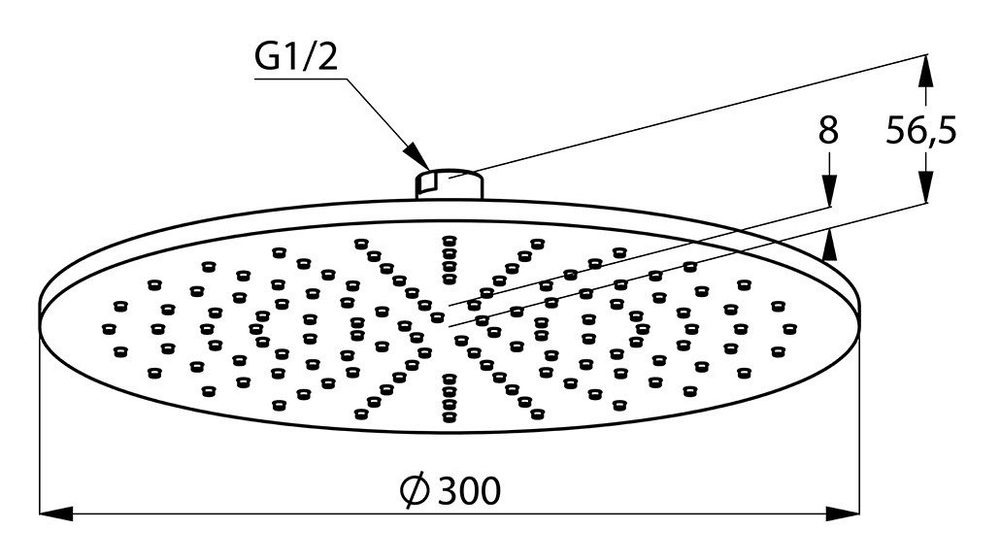 Верхний душ KLUDI A-QA круглый, плоский, 300 мм, черный матовый (6433087-00)