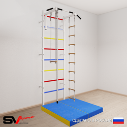 Шведская стенка Sv Sport 5164 (Турник стандарт/Канат/Лестница/Трапеция/Мат 1м)