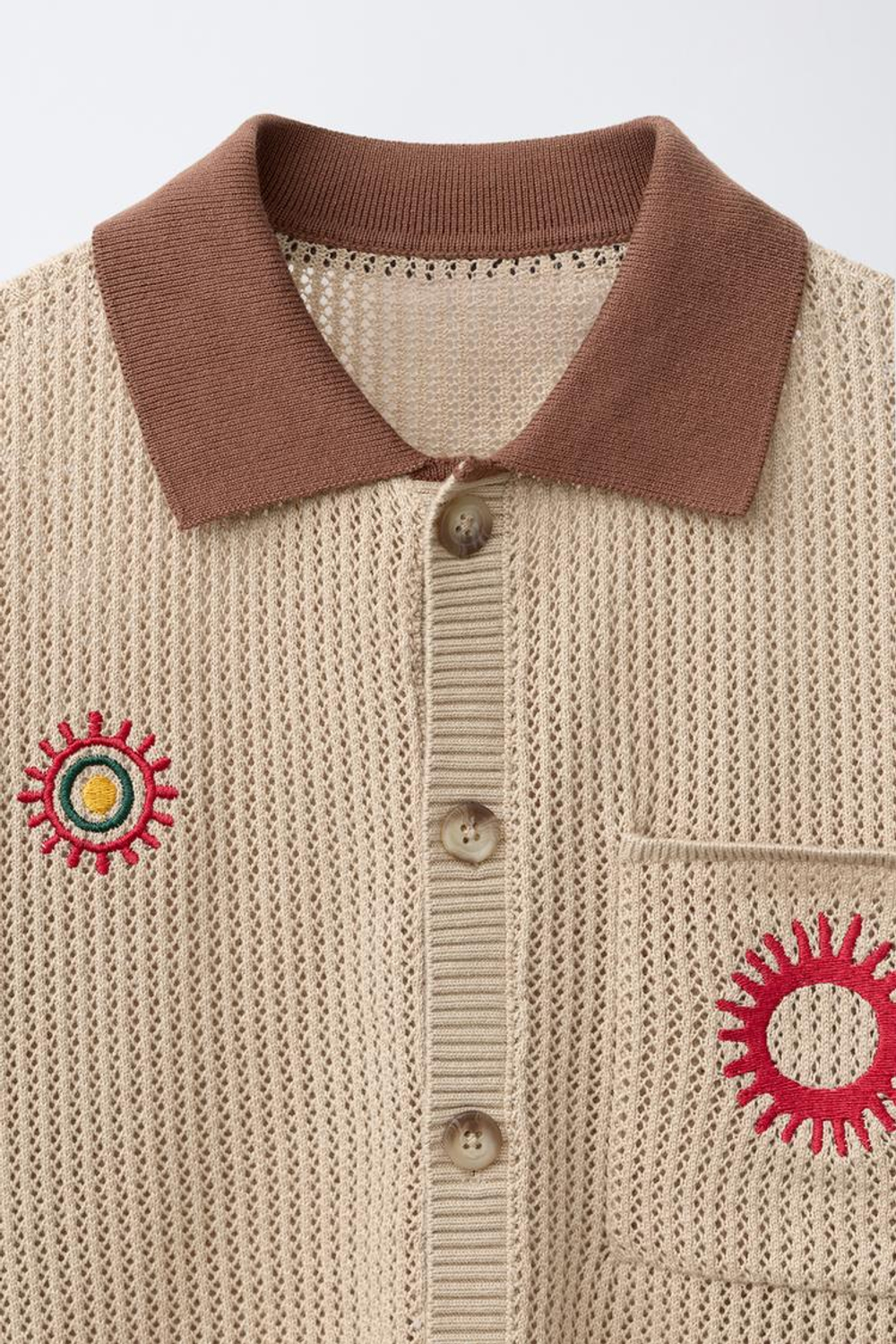 ZARA РУБАШКА С ВЫШИВКОЙ, БЕЖЕВЫЙ