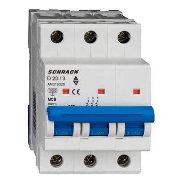 Автоматический выключатель Schrack Technik 3P D 20A 10kA Amparo AM019320--