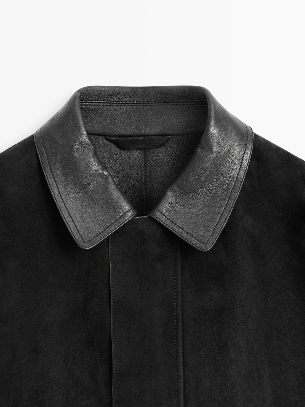 Massimo Dutti Замшевая куртка с карманами, черный