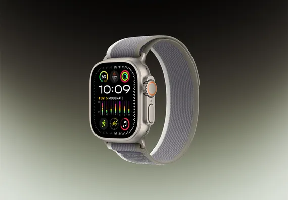 Часы Apple Watch Ultra 2 GPS + Cellular 49 мм, титановый корпус, ремешок Trail цвета Зеленый/Серый,размер L/M