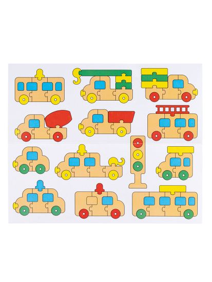 Пазл-конструктор деревянный "Автотранспорт" в деревянной коробке