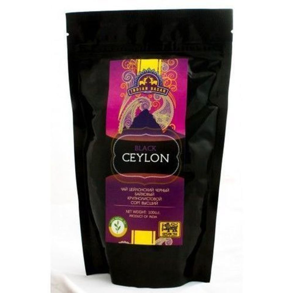 Чай Indian Bazar Black Ceylon Черный цейлонский крупнолистовой, в/с (в пакете) 100 г