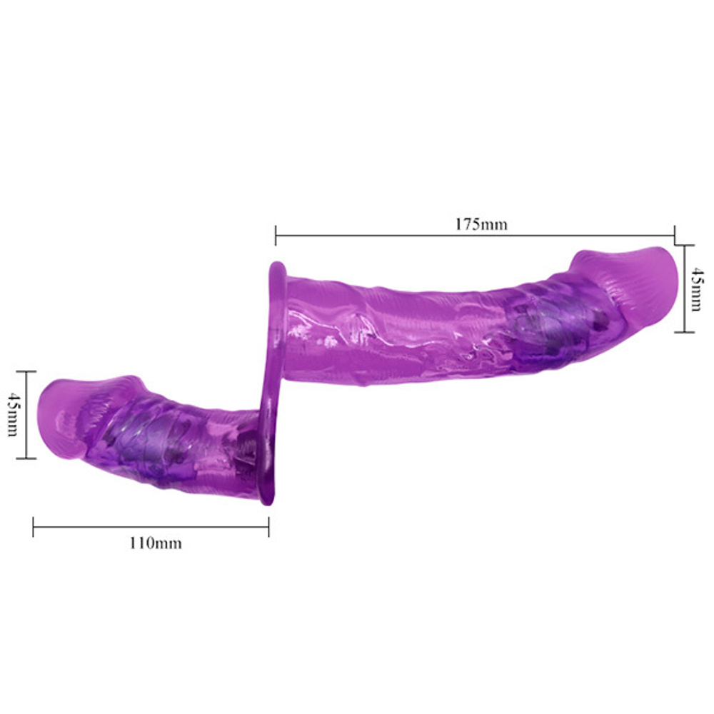 Фиолетовый женский вибрострапон 17,5см на поясе с вагинальной вибропробкой 11см Baile Ultra Passionate Harness BW-022060-1