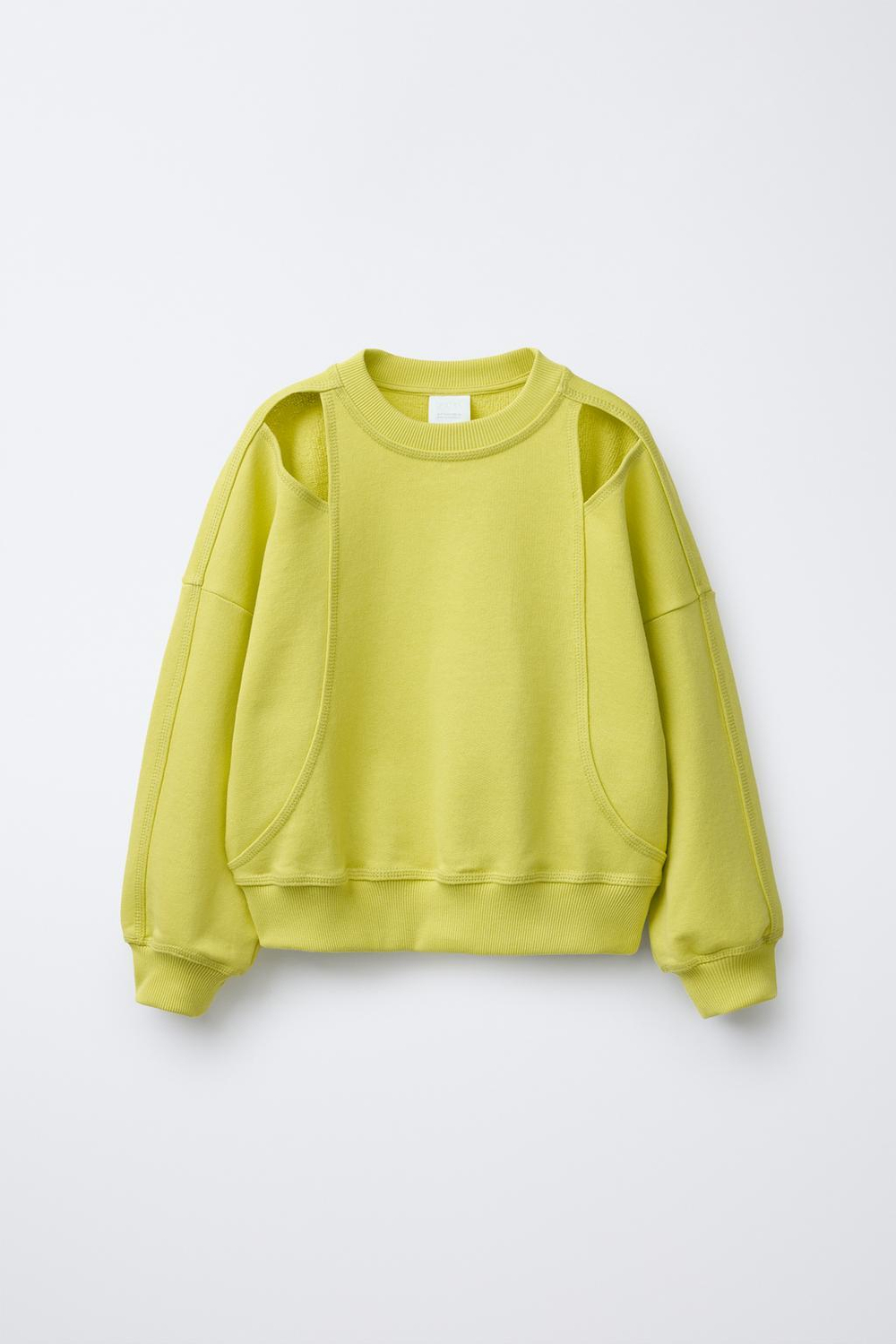 ZARA ТОЛСТОВКА С ВЫРЕЗАМИ, ЛАЙМОВЫЙ