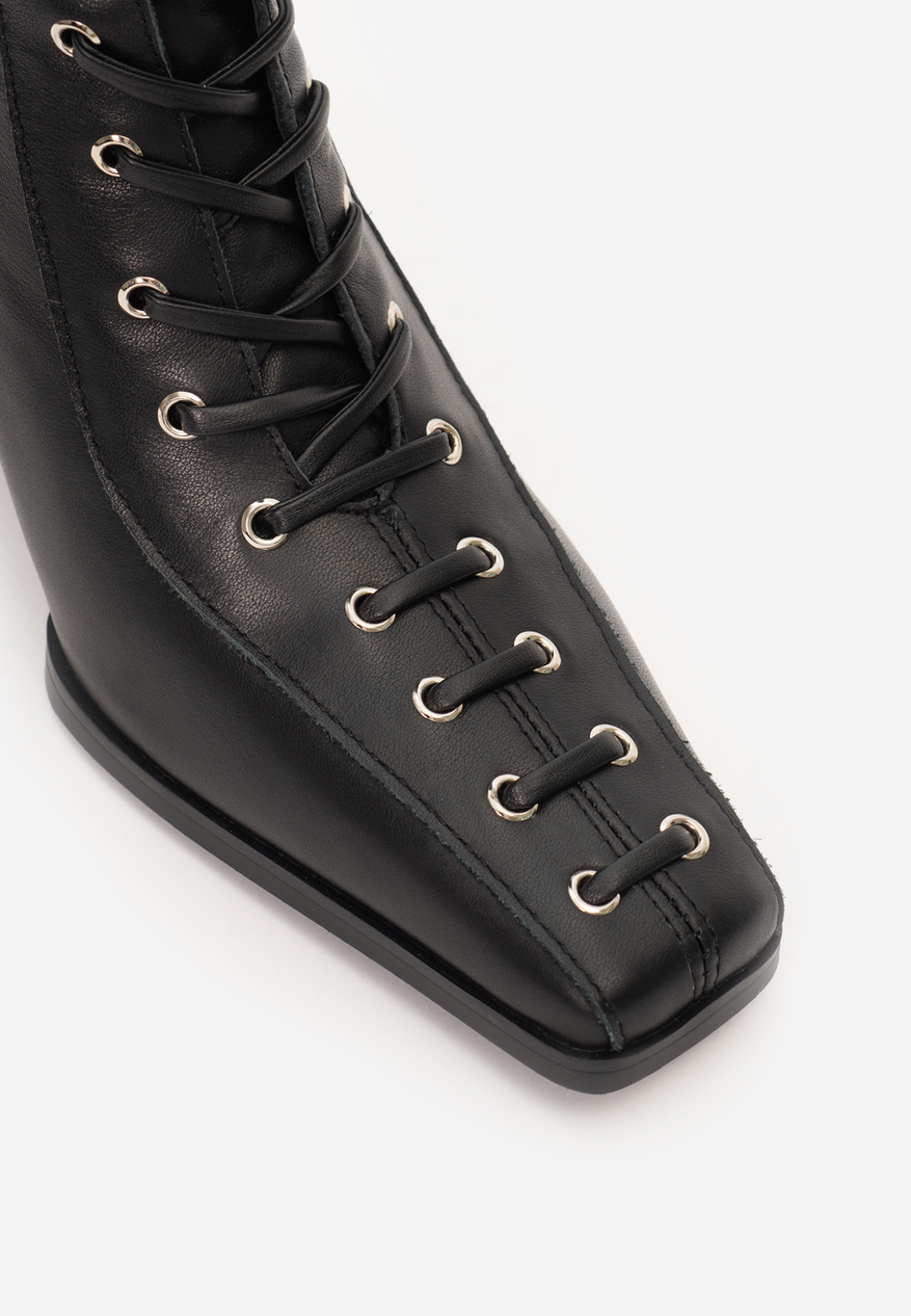 boot heel black leather