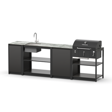 Уличная кухня с барбекю Lounge C-112SB, 2.7 м, черный/серый каспий