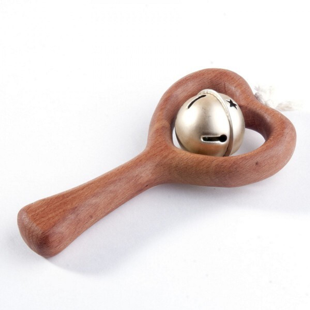 Деревянная погремушка с бубенцом Сердечко Леснушки