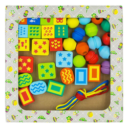"Конструктор Шнуровочка" 35 деталей, развивающая игрушка для детей, обучающая игра из дерева