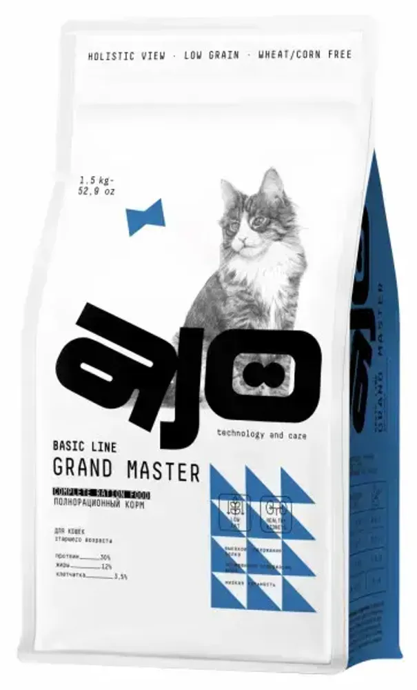 Сухой корм AJO Cat Grand Master для кошек старшего возраста - 1,5 кг