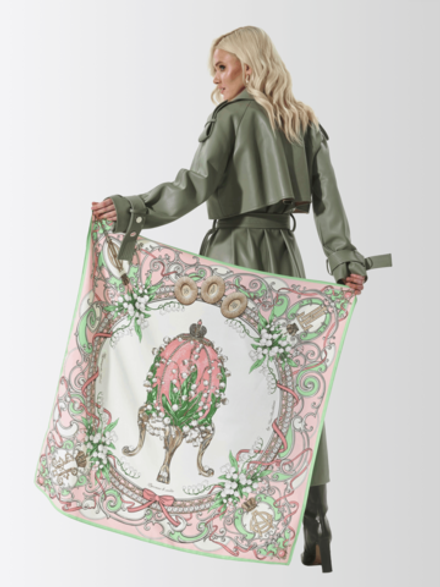 Платок «Яйцо Фаберже Ландыши» розовый