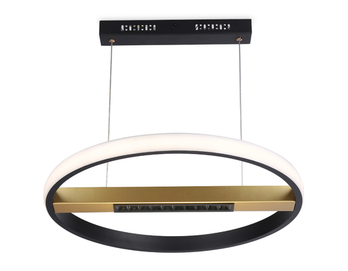 Подвесной светодиодный светильник с пультом управления FL51489 BK/GD черный/золото 62W 3000K-6400K D600*1000 (ПДУ ИК)