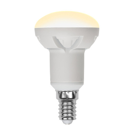 LED-R50 7W-3000K-E14-FR-DIM PLP01WH Лампа светодиодная. диммируемая. Форма Рефлектор. матовая. Серия Яркая. Теплый белый свет 3000K. Картон. ТМ Uniel.