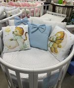 Комплект в кроватку 18 предметов "Мишка с тигром голубой", сатин