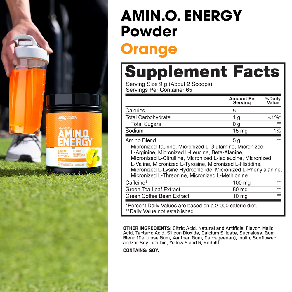 Optimum Nutrition, ESSENTIAL AMIN.O. ENERGY, Orange Cooler, 585 г (1,29 фунта)