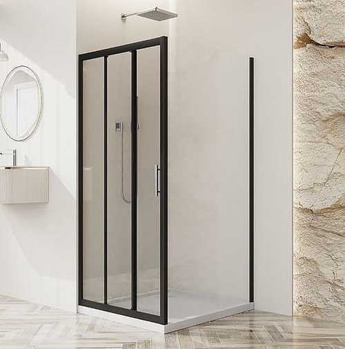 Душевой уголок BelBagno UNO-195-AF-31 90x90 стекло прозрачное/профиль черный матовый