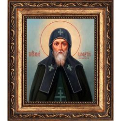 Пафнутий Печерский, преподобный затворник. Икона на холсте.