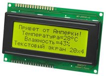 Текстовый экран 20×4 / зелёный с чёрным / I²C / 3,3 В