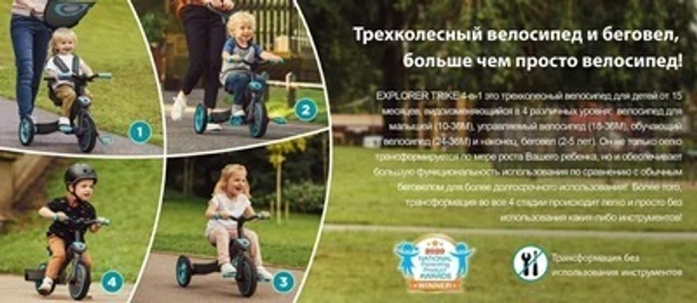 Велосипед-беговел Globber Trike Explorer 4 в 1 New Red
