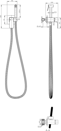 Гигиенический душ STWORKI Эстерсунд S35150BK со смесителем, С ВНУТРЕННЕЙ ЧАСТЬЮ, матовый черный