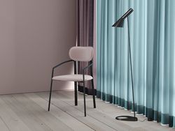 Стул Ror, Round, велюр, черный/розовый