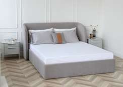 Кровать с подъемным механизмом Classic 160 см (серый, велюр)