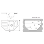 Мойка ML-GMS17 СТАНДАРТ угловая с крылом, темно-серый (309), 780*485*190мм