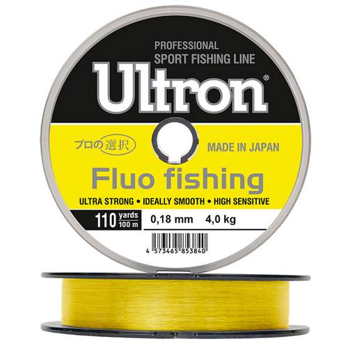 Леска ULTRON Fluo Fishing 0,18 мм., 4,0 кг, 100 м, флуоресцентная