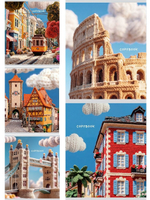 Тетрадь А5 48л. клетка "Вязаные города" мелов.облистер (Проф-Пресс)