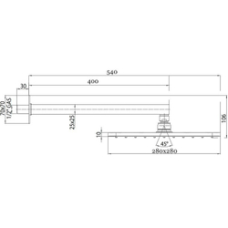 Bossini MatBlack верхний душ 280x280 мм с держателем 400 мм, цвет чёрный матовый