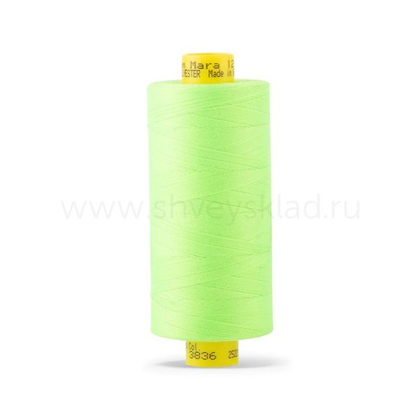 Нитка Gutermann Mara 120 (1000 метров), 1 кат., универсальная | 3836 неоновый салат