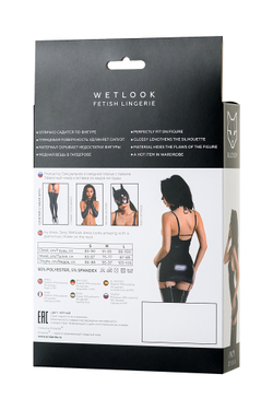 Платье с чокером Glossy Ivy из материала Wetlook, черное, L