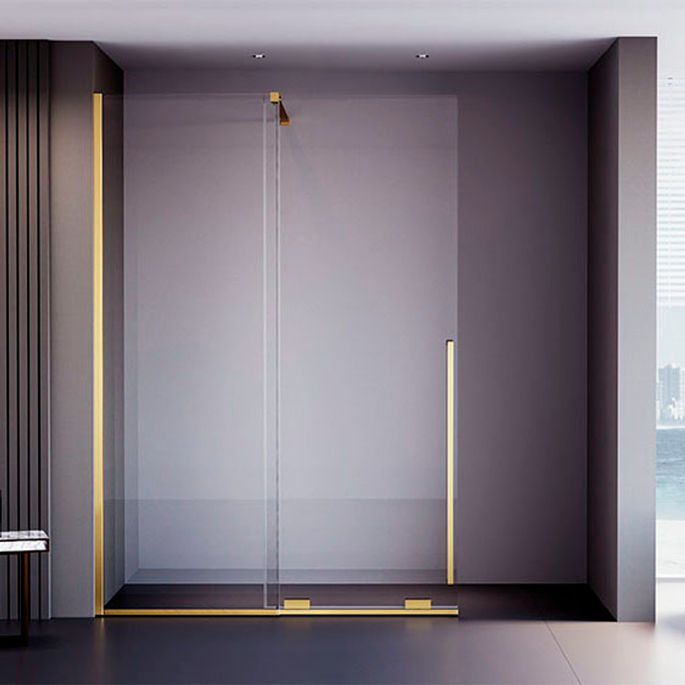 Душевая перегородка Veconi Premium Trento PTDW-50G, 1000x2000, брашированное золото, стекло прозрачное