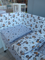 Комплект в кроватку 6 предметов "Бурундук с книжками, серый", сатин