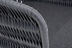 "Бордо" стул барный плетеный из роупа (колос), каркас из стали серый (RAL7022) муар, роуп серый 15мм, ткань темно-серая 027