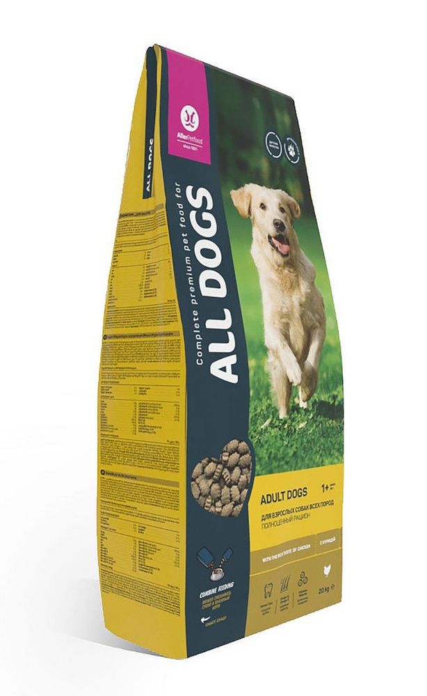 Сухой корм для взрослых собак ALL DOGS с курицей 20 кг Сухой корм для взрослых собак ALL DOGS с курицей 20 кг