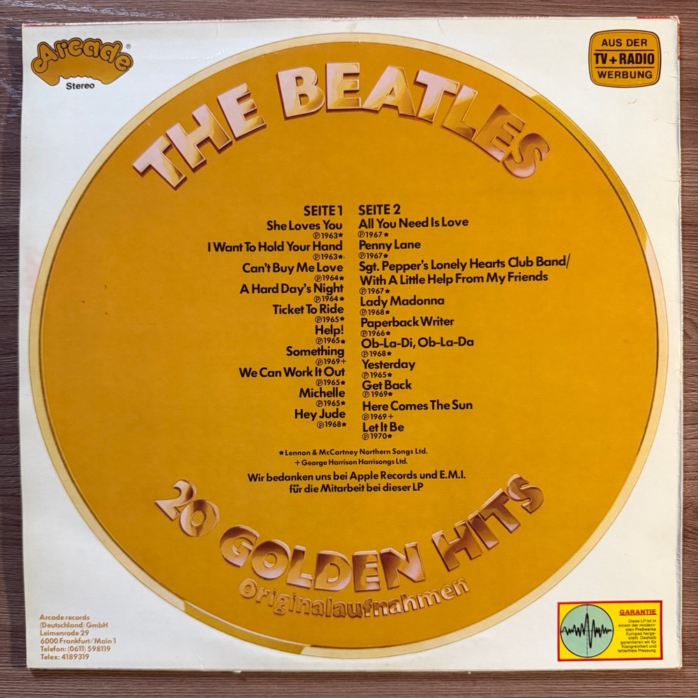 The Beatles ‎– 20 Golden Hits (германия 1979г.)