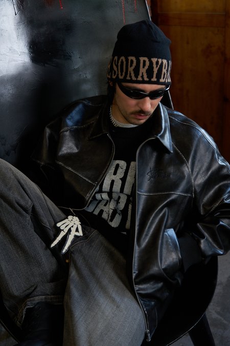 Кожаная куртка DONSMOKE Worn Effect Leather Jacket