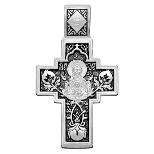 Крест из серебра/Частичное чернение/Знамение