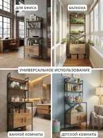 Стеллаж на кухню лофт металлический с дверцами и полками Laxen