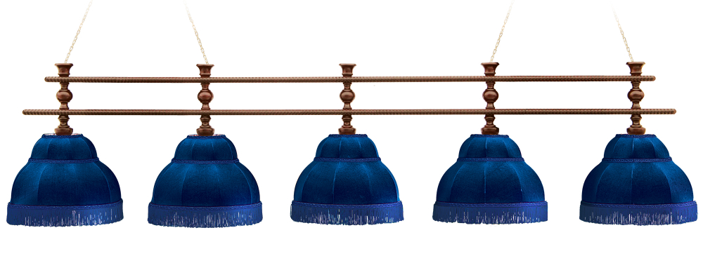 Лампа Барон-Люкс 5пл. ясень (№4,бархат зеленый,бахрома желтая,фурнитура золото)