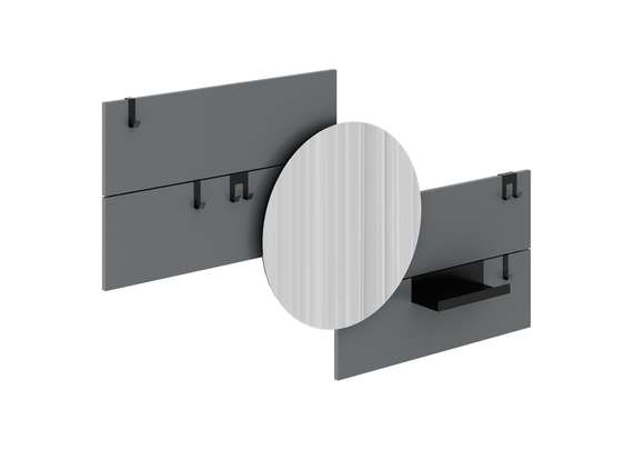 Вешалка Stripe M горизонтальная с зеркалом D 60 см (серый)